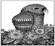 Coloriage adulte zentangle oiseau sabrina 